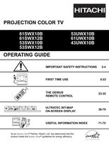 Hitachi 43UWX10B 53SWX10B 53SWX12B TV Operating Manual